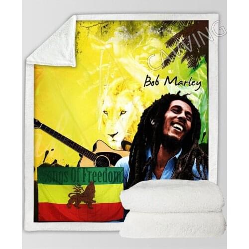 Bob Marley Weed 3D Printed Sherpa Blanket Rectangle Blanket Home Textiles Fleece Wearable Blanket Throw Blanket for Sofa Bed