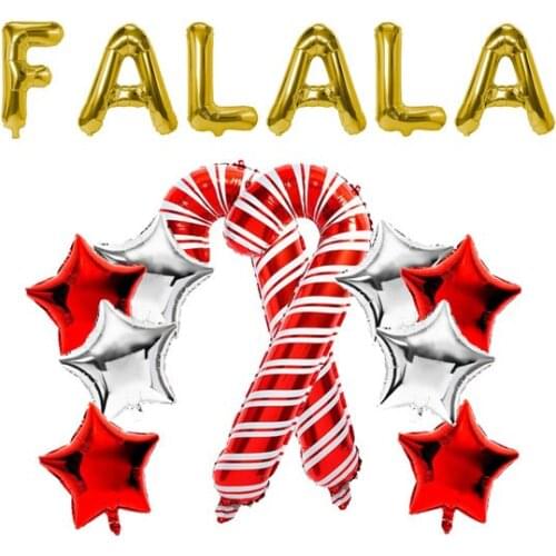 Christmas Balloons with Candy Cane, Stars, FALALA Letter Banner for Party Supplies & Decorations