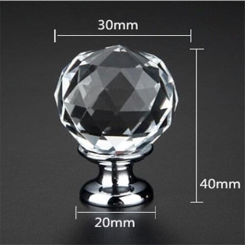 1pcs Single Hole 30MM Crystal Glass Ball Handle Handle European Cabinet Door Drawer Handle Furniture Hardware Accessories
