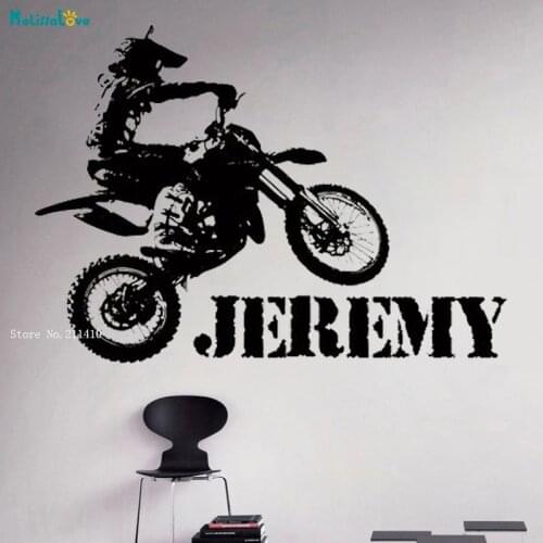 Custom Name Motorcycle Wall Sticker Home Décor Locomotive Shop Self-adhesive Private Sticker Vinyl Mens Sports YT4591