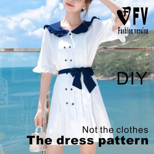 Sewing drawings navy collar JK uniform dress structure design drawing clothes pattern BLQ-518