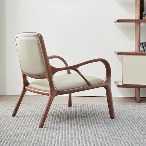 TT North America Black Walnut Wood Lounge Chair Single-Seat Sofa Chair Solid Wood High Back Chair Living Room Light Luxury Chair