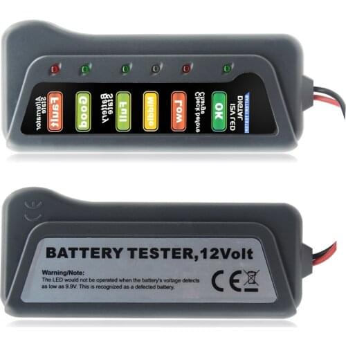 Battery Tester Digital Capacity Tester Checker For 12V Battery Power Supply Tester Measuring Instrument with 6 LED light Display