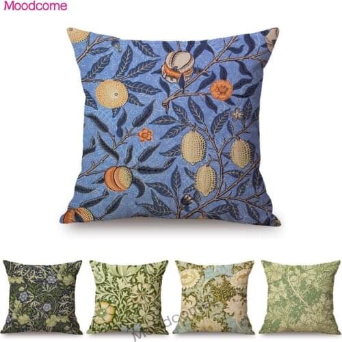William Morris Floral Green Plant Flower Harmony Home Art Decorative Throw Pillow Case Sofa Cotton Linen Cushion Cover Case