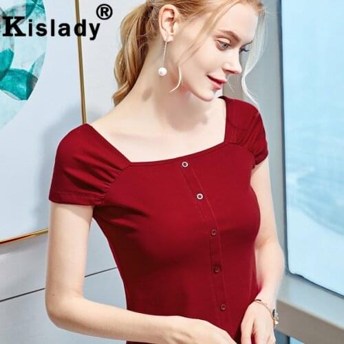 New Spring Summer Womens OL Tops Button Patchwork Shirt Sexy Harajuku Solid Raglan Sleeve Shirt Korean Gothic Elegant Clothes