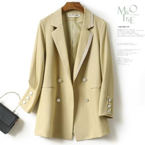 Female Blazers Casual Suit Tops Double-breasted Women Blazer Jacket 2021 Spring New Fashion Slim Long-sleeved Vetement Femme