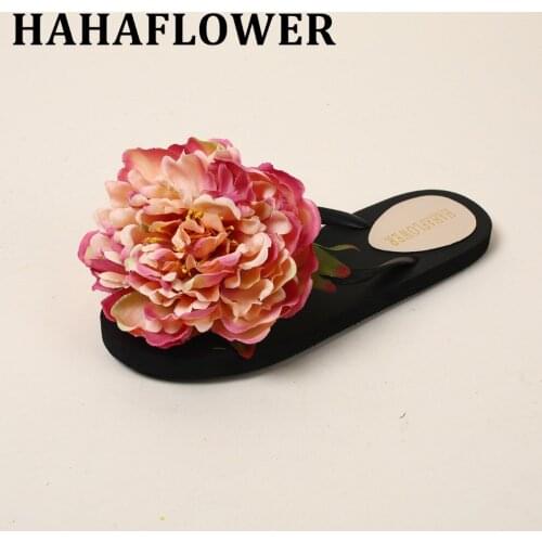 HAHAFLOWER Plus Size 35-44 Women Flat Sandals 1.5cm Outside Beach Shoes 100% Handmade Women Flip Flips A45 free shipping