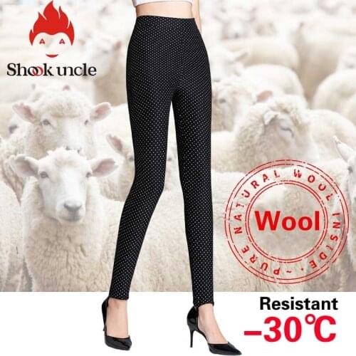 High Waist woman warm pants winter skinny thick wool pants Dot pattern girls leggings women Trousers winter Pants For Women 9801