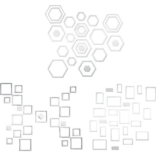 24Pcs/Set Wall Stickers Waterproof Geometric Pattern Self-Adhesive Acrylic Reflective Mirror For Living Room Kitchen TV Backdr