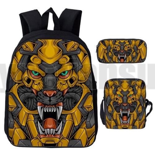 3D Print Abstract Colorful Animal Schoolbags Tiger Dragon Wolf Backpack Anime Teenager Laptop Book Bag 3 Pcs/Set Cartoon Bag