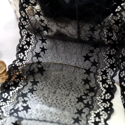 5meter/pack 17cm Black Stretch Lace Trim Small Stars Polyester Material Lace Bra Sewing Accessories X483