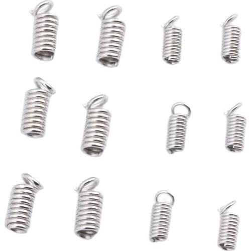 50PCS/LOT Inside 2/2.2/2.5/3/4/5.5MM Leather Cord Spring Clip Bracelet Necklace Crimps End Clasp Fastener DIY Jewelry Making