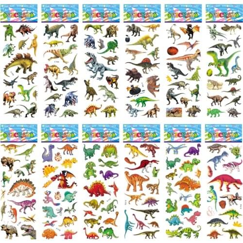 6~12 Sheets/set Bubble Stickers 3D Dimensional Dinosaurs Stickers For Kids Children Gift Reward Sticker Notebook Diary label