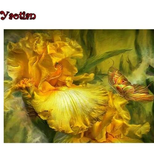 Fantasy yellow irises butterfly 5D diamond painting diy embroidery full drill cross stitch square Round Dirll,Wall Stickers,New