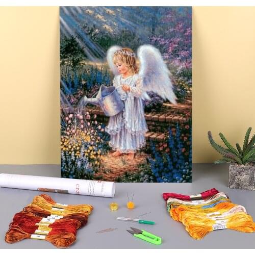 Angel Religion Printed 11CT Cross-Stitch Kit Embroidery DMC Threads Needlework Hobby Handiwork Craft Package Room Mulina