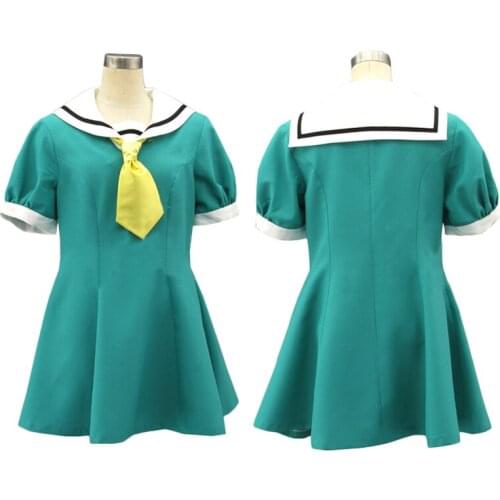 Anime Higurashi When They Cry Hou Hojo Satoko Cosplay Costume Green Cute Sailor Uniform Custom