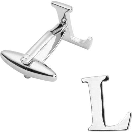 Free delivery, high quality copper material cuff links, brand new fashionable silvery L letter cuff links, mens wedding gifts
