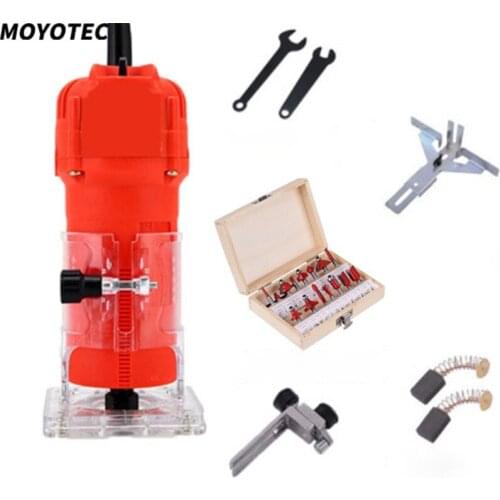 MOYOTEC 800W Woodworking Electric Trimmer Wood Milling Engraving Slotting Trimming Machine Hand Carving Machine