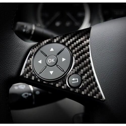 For mercedes W204 C class Carbon Fiber car modification interior button Stickers Steering Wheel car buttons covers for 2007-2010