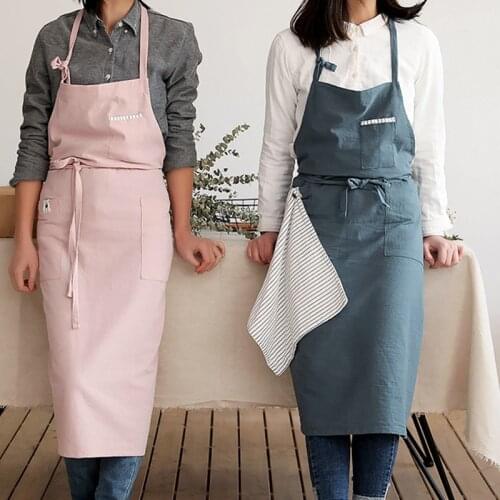 Cotton Linen Bib Apron Florist Artist Painter Cooking Baking Work Wear Cafe Barista Pastry Chef Catering Flower Shop Uniform E76