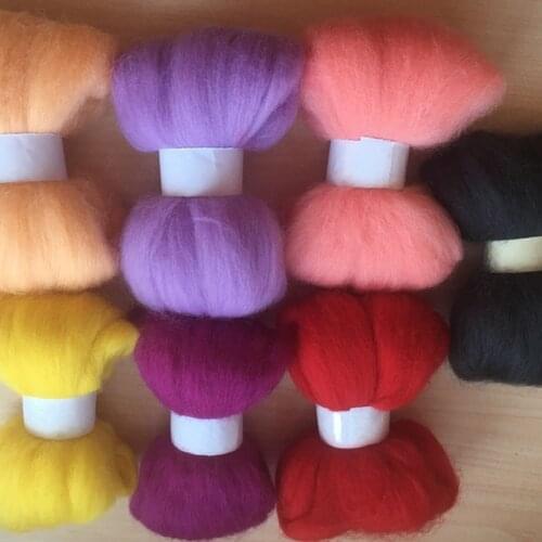 WFPFBEC Queensland sheep wool felt fiber DIY handmade wool felt poke fun 10g/7pcs/lot 70g+gift free shipping