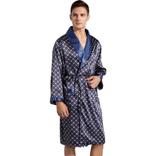 Men Robe 7XL 6XL Silk Bathrobe Soft Cozy Long Sleeve Sleep Tops Shorts Plus Size Robe Sets Kimono Printed Robes Satin Sleepwear