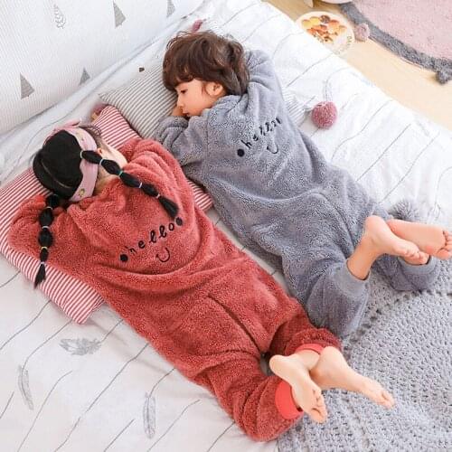 Winter Childres Blanket Sleepers Baby Girls Boys Flannel Onesies Pajamas Homeservice Clothes Autumn Kids Solid Pyjama Sleepwear