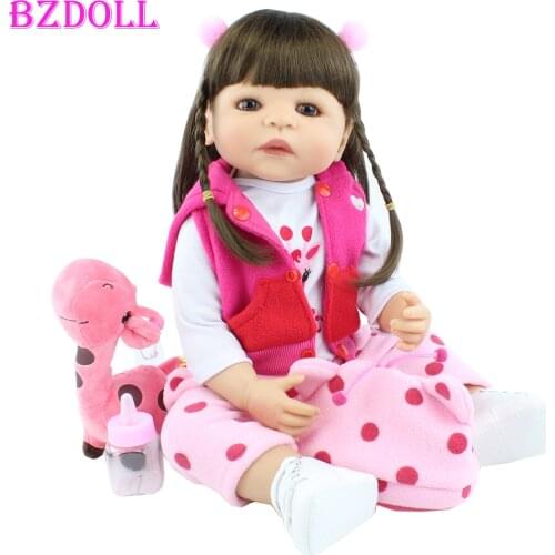 55cm Full Silicone Reborn Baby Doll Toy 22" Vinyl Newborn Babies Princess Alive Like Real Bebe Girl Birthday Gift Bathe Toy