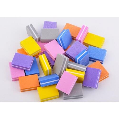50-10Pcs Mini Cololrful Nail Art Buffer Blocks Sanding Polishing Sponge Nail Files Fingernail Toe Buffing Grinding Manicure Tool