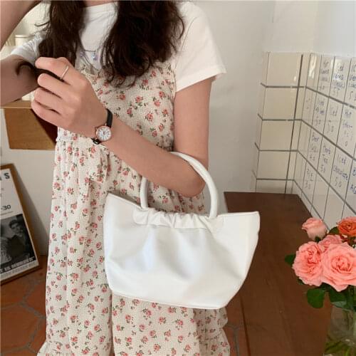 Fashion Pleated Design Womens Tote Shoulder Bag Soft PU Leather Ladies Small Messenger Bags Solid Color Female Purse Handbags