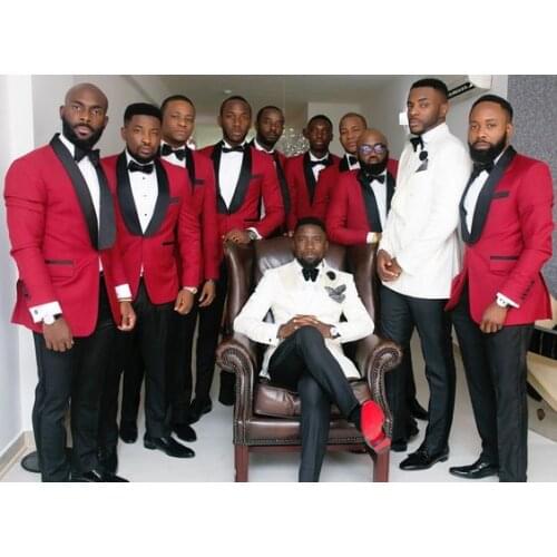 Latest Coat Pant Designs Red White Wedding Men Suit Slim Fit 2 Piece Tuxedo Custom Suits Groomsman Prom Blazer Terno Masuclino L