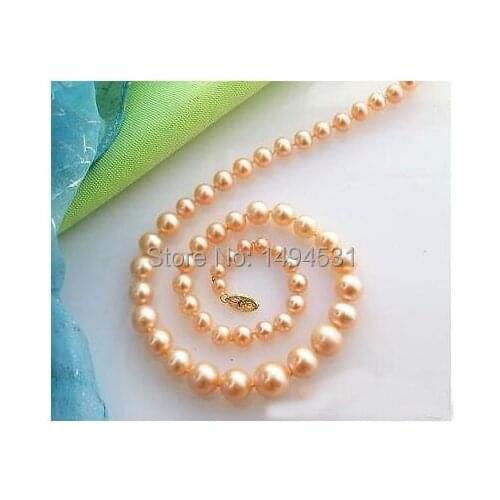 Wholesale Pearl Jewelry 17 Inches 6-12mm Pink Color Freshwater Cultured Pearl Necklace - Handmade Jewelry - XZN36