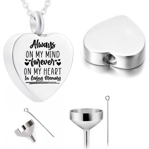 Cremation Jewelry Heart Pendant Stainless Steel Urn Necklace Pet Ashes Cremation Souvenir With Filling Kit