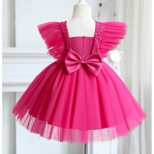 Girls Princess Dress Kids Elegant Sequin Tulle Wedding Birthday Evening Party Tutu Prom Gown Children Christmas Party Clothes