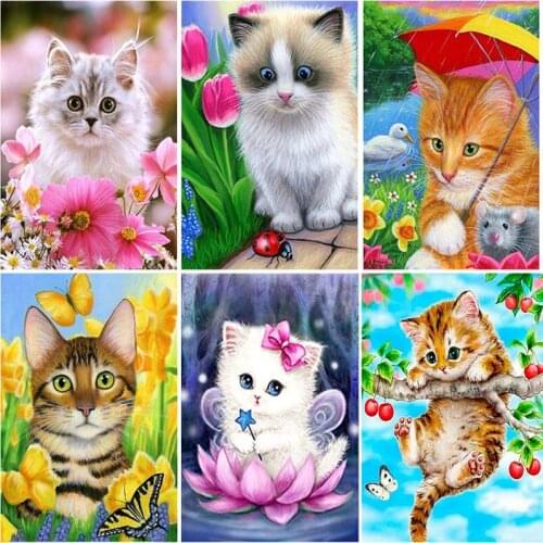 Full Diamond 5D DIY Diamond Painting Cartoon Cat Diamond Embroidery Cross Stitch Mosaic Art Picture Home Decoration Gift