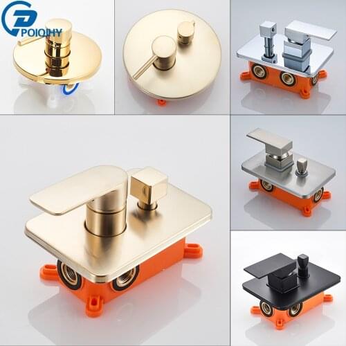 POIQIHY Shower Control Valve Black Chrome One Two Three Function Brass Wall Mount Shower Mixer Control Valve Shower Faucet Valve