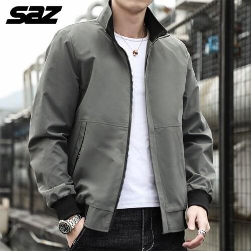 SAZ Plus Size Plain Color Breathable Jacket Stripes Print Patch Warm Keep Windproof Men Casual Outdoor Jackets