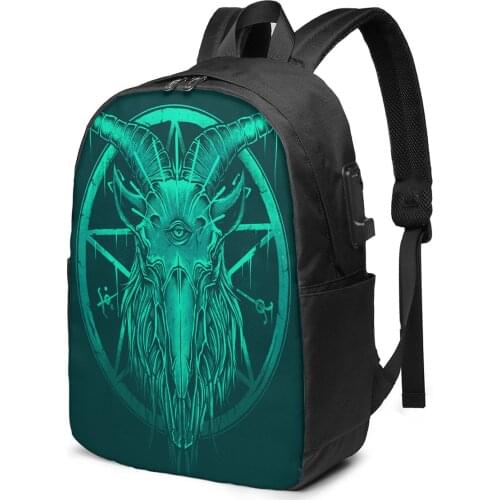 School Bag for Boy and Girl Baphomet Backpack with USB Charging Funny Daypack For Teenager Student