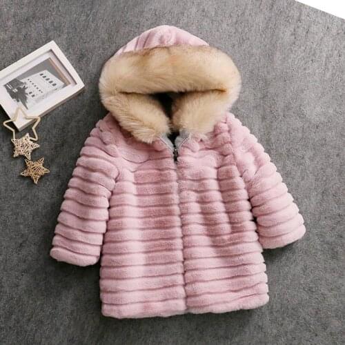 2109 Winter Faux Fur Coats for Kids Girls Boys Faux Fur Jackets Faux Rabbit Fur Outerwear Hooded Fur Coats Boys Rabbit Jackets