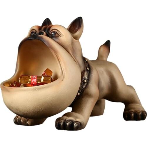 FRENCH BULLDOG ART SCULPTURE GEOMETRIC DOG STATUE ANIMAL STORAGE BOX RESIN CRAFTS MULTI-FUNCTION KEY STORAGE DECORATIONS R4810
