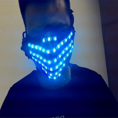 T95 Ballroom dance led costumes colorful light RGB led mask mens wears mask dj disco stage wears clothled robot dance costumes