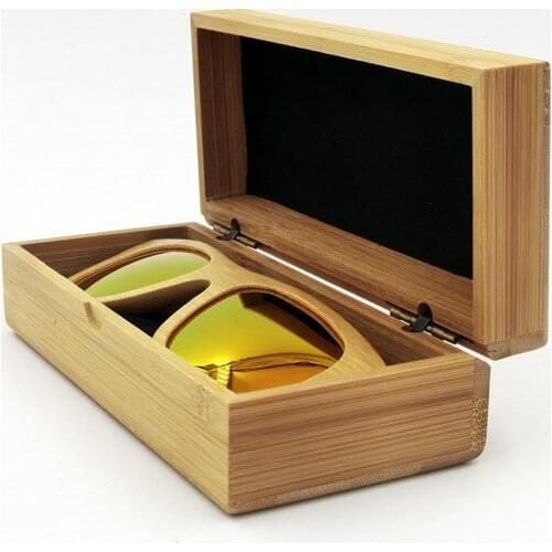 High-grade Bamboo Glasses Box Handmade Retro Sun Glasses Storage Box Natural Square Wooden Gift Packing Box Anti-pressure