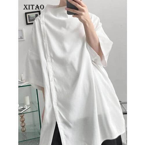 XITAO Irregular Blouse Fashion New Women White Black Goddess Fan Split Pullover Goddess Fan Casual Style Loose Shirt ZY6113