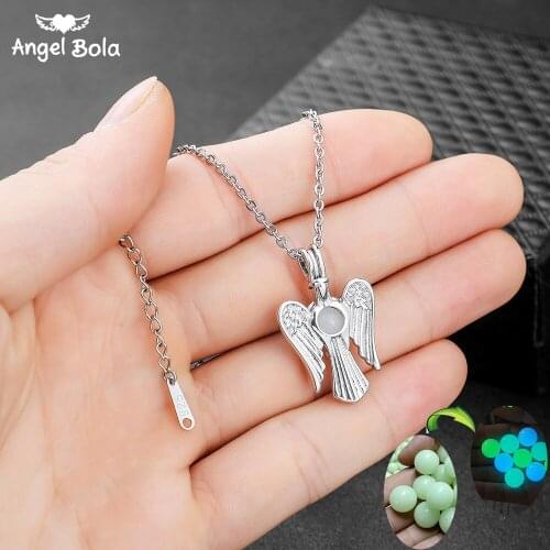 Stainless Steel Women Eagle Pendant Hollow Luminous Stone Pendant Mothers Day Gifts Moon Glowing Necklace Gem Charm Jewelry