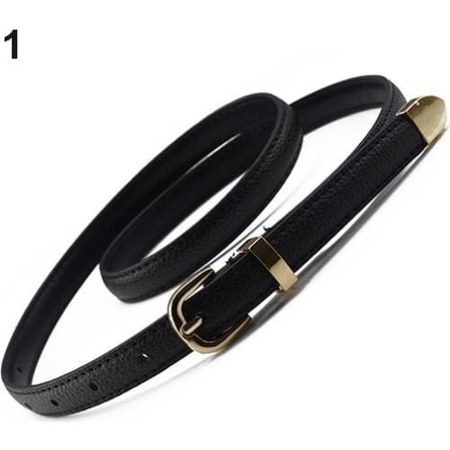 80% HOT SALE Women All Match Fashion Skinny Waist Belt Faux Leather Buckle Narrow Waistband Clothing Accessories