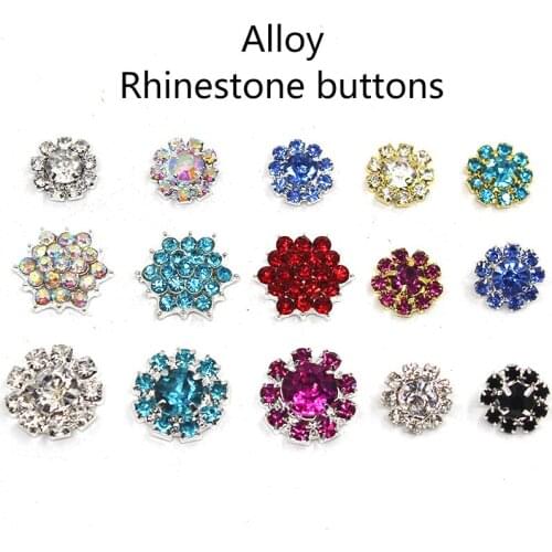 10Pcs / Lot Mixed Shape Alloy Rhinestone Bottons Decoration Wedding Sewing Accessories Christmas Birthday Party Decor Supplies