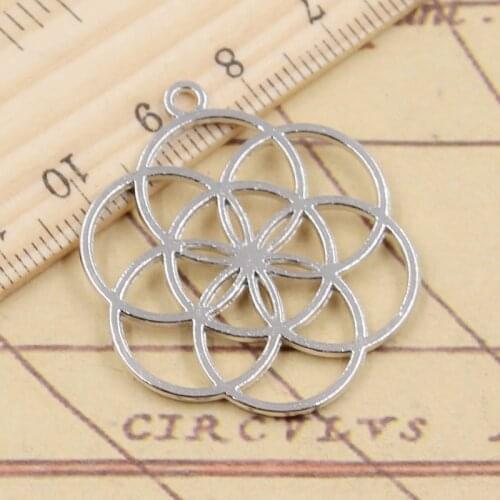 10pcs Charms Flower Of Life Yoga 37x32mm Tibetan Silver Color Pendants Antique Jewelry Making DIY Handmade Craft