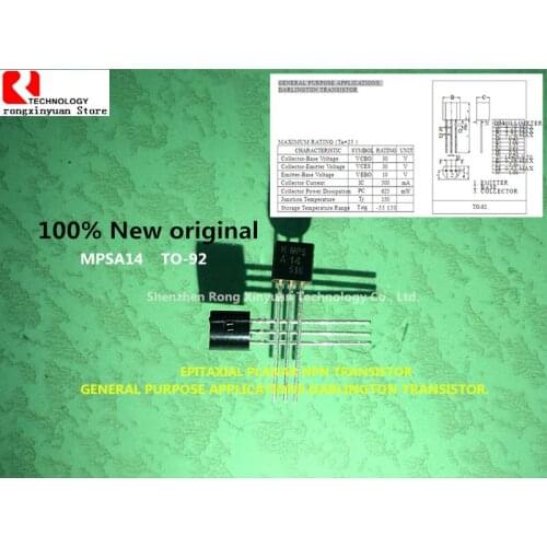 100% New original MPSA14 A14 MPSA14-AT/P MPSA14-AT/PF EPITAXIAL PLANAR NPN TRANSISTOR