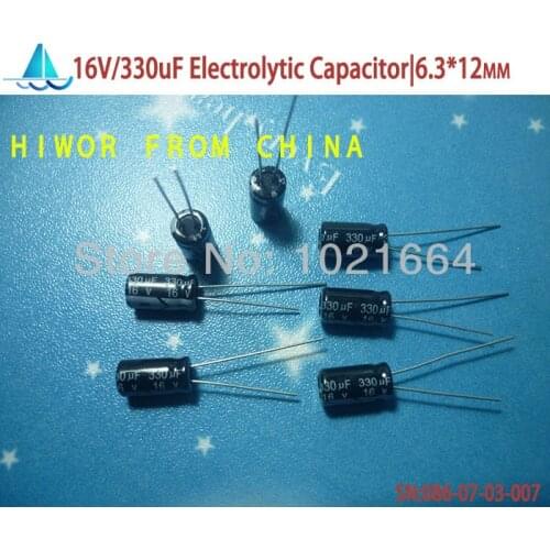 100pcs/lot)(Electrolytic Capacitors|16V) 330uf 16V Electrolytic Capacitor, size: 6.3mm*12mm