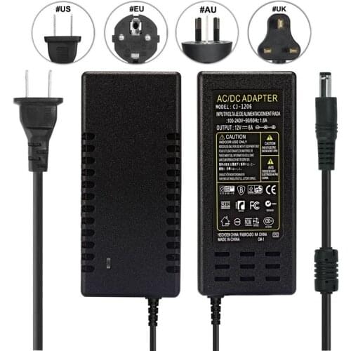 AC 110V 220V to 12V Transformer LED Driver DC 12V 6A Power Adapter Supply Switching Charger For 5050 LED Strip CCTV Camera